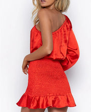 Load image into Gallery viewer, Kristen One Shoulder Ruffle Mini Dress
