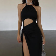 Load image into Gallery viewer, Rylie Halter Neck Cut Out High Slit Maxi Dress

