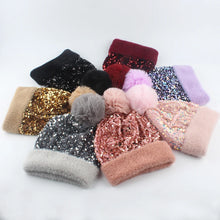 Load image into Gallery viewer, Ximena Pompom Sequin Beanie
