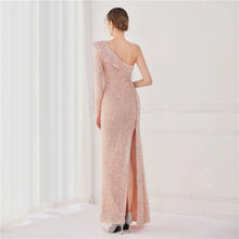 Load image into Gallery viewer, Scarlette Ann Sequin One Shoulder Mermaid Slit Maxi Dress
