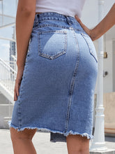 Load image into Gallery viewer, Tamsin Melanie Denim High Waist Split Midi Skirt
