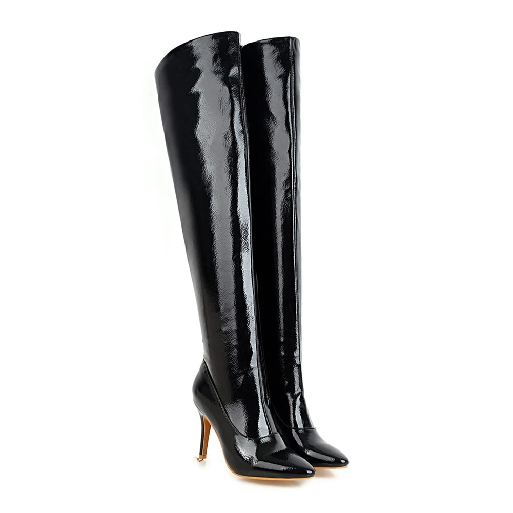 Eliza Pointed Toe Over The Knee High Heel Boots