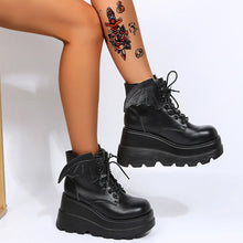 Load image into Gallery viewer, Nyx Vampire Wings Lace-Up Chunky Platform Ankle Boots
