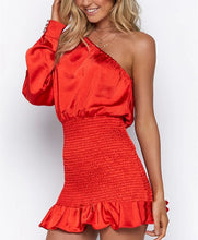 Load image into Gallery viewer, Kristen One Shoulder Ruffle Mini Dress

