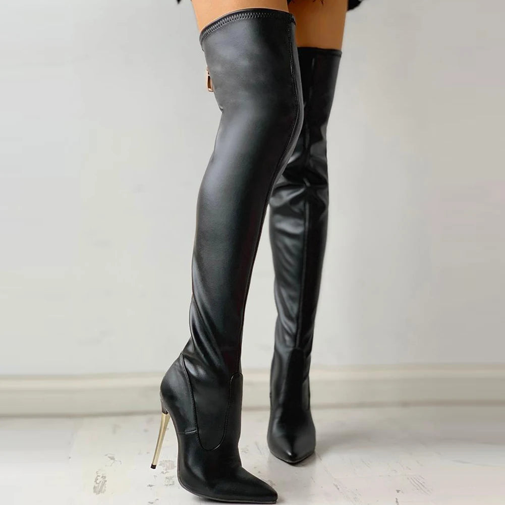 Emery Over The Knee Pointed-Toe High Heel Boots