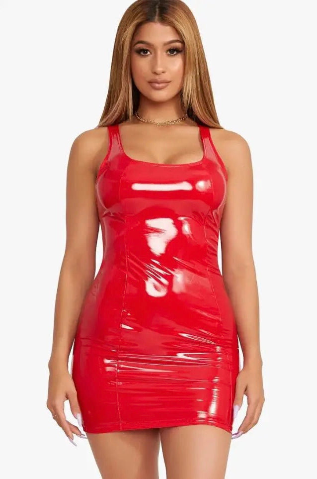 Stephanie Ava Leather Bodycon Mini Dress