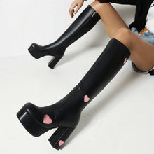 Load image into Gallery viewer, Eden Love Heart Knee-High Platform High Heel Boots
