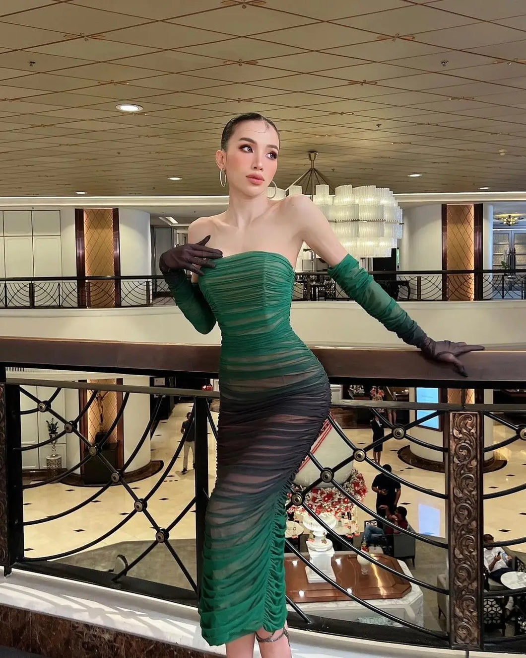 Marina Gradient Ruched Midi Dress