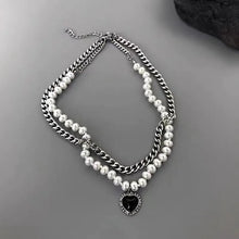Load image into Gallery viewer, Cabryoll Chain Pearl Love Heart Necklace
