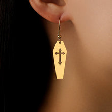 Load image into Gallery viewer, Nyx Vampire Coffin Cross Earrings
