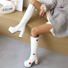 Load image into Gallery viewer, Eden Love Heart Knee-High Platform High Heel Boots

