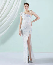Load image into Gallery viewer, Etta Jennifer Sequin One Shoulder Slit Maxi Dress
