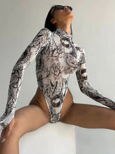 Load image into Gallery viewer, Lipa Dragon Mesh Long Sleeve High Cut Bodysuit
