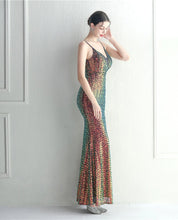 Load image into Gallery viewer, Indigo Maddison Sequin Mermaid Slit Maxi Dress
