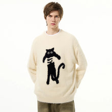 Load image into Gallery viewer, Black Cat Jack Knit Oversized Sweater

