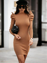 Load image into Gallery viewer, Nicole Knit Puff Long Sleeve Bodycon Mini Dress
