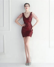 Load image into Gallery viewer, Barbara Glitter Beaded Mini Dress
