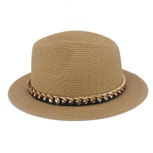 Load image into Gallery viewer, Valeria Straw Chain Panama Hat
