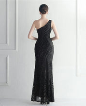Load image into Gallery viewer, Sophie Hailey Sequin One Shoulder Slit Maxi Dress
