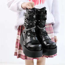 Load image into Gallery viewer, Mystique Cross Buckle Platform Boots
