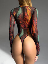 Load image into Gallery viewer, Lila Mesh Long Sleeve High Cut Bodysuit

