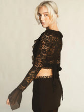Load image into Gallery viewer, Zayla Lace Ruffle Long Sleeve Crop Top
