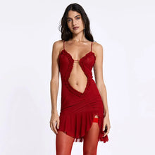 Load image into Gallery viewer, Freyja Pleated Lace Cut Out Mini Dress
