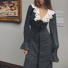 Load image into Gallery viewer, Fern Ruffle Long Sleeve High Slit Midi Dress
