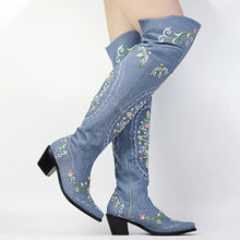 Load image into Gallery viewer, Sloane Floral Over The Knee Western Boots
