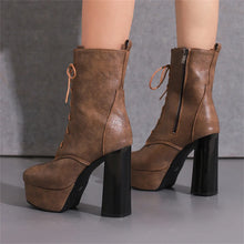 Load image into Gallery viewer, Brielle Lace-Up Platform High Heel Ankle Boots
