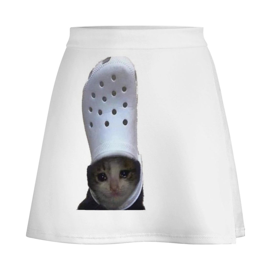 Crying Cat Croc Meme Mini Skirt