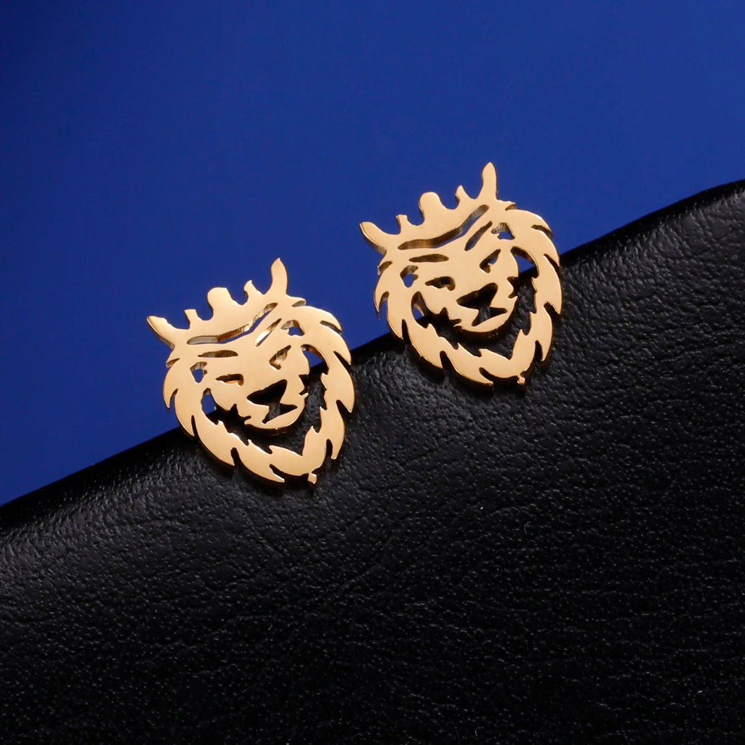 Leo Crowned Lion Earrings
