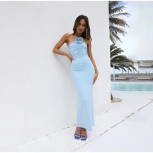 Load image into Gallery viewer, Lilliana Sky Flower Halter Maxi Dress
