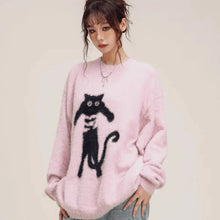 Load image into Gallery viewer, Black Cat Cindy Knit Oversized Sweater
