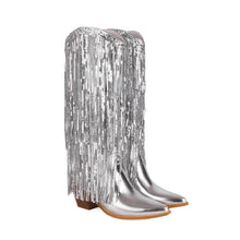 Load image into Gallery viewer, Mira Glitter Tassel Western Boots

