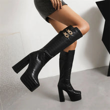 Load image into Gallery viewer, Kirby Buckle Knee High Platform High Heel Boots
