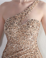 Load image into Gallery viewer, Valentina Kennedy Sequin One Shoulder Slit Maxi Dress

