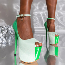 Load image into Gallery viewer, Evie Glitter Peep Toe Platform High Heels
