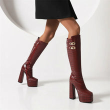 Load image into Gallery viewer, Kirby Buckle Knee High Platform High Heel Boots
