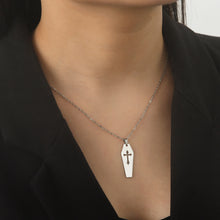 Load image into Gallery viewer, Vic Vampire Cross Coffin Necklace
