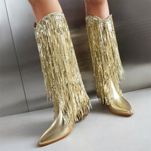 Load image into Gallery viewer, Mira Glitter Tassel Western Boots
