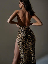 Load image into Gallery viewer, Iris Leopard High Slit Maxi Dress
