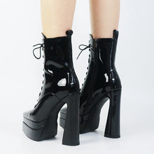 Load image into Gallery viewer, Journee Lace-Up Pointed Toe Platform High Heel Ankle Boots
