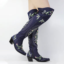 Load image into Gallery viewer, Sloane Floral Over The Knee Western Boots
