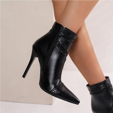 Load image into Gallery viewer, Raelynn Snake Pointed-Toe High Heel Ankle Boots
