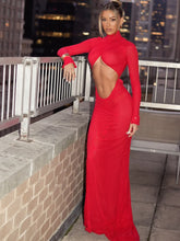 Load image into Gallery viewer, Nadia Turtleneck Cut Out Long Sleeve Maxi Dress
