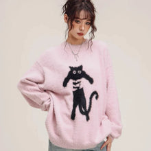 Load image into Gallery viewer, Black Cat Cindy Knit Oversized Sweater
