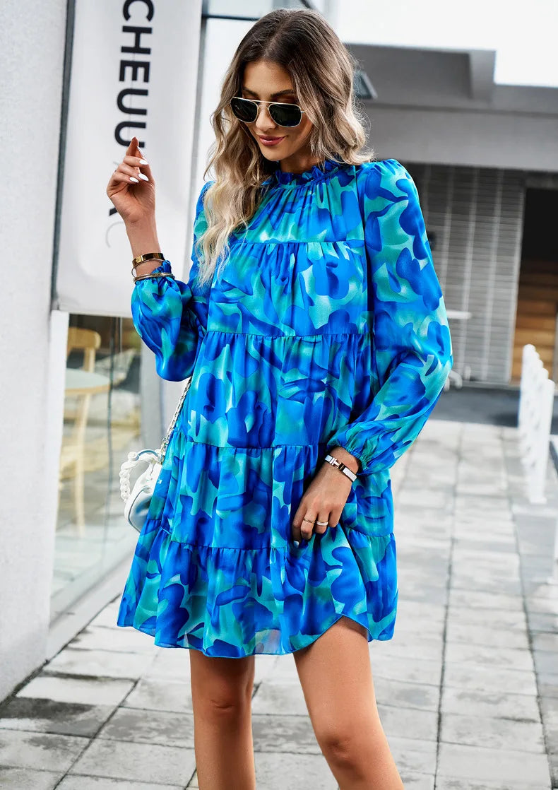 Leona Holly Pleated Long Sleeve Mini Dress