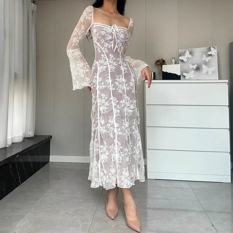 Maci Lace Long Sleeve Maxi Dress