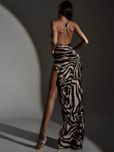 Load image into Gallery viewer, Isabella Zebra Lace Slit Maxi Dress
